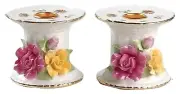 NEW IN THE BOX Royal Albert Old Country Roses Sculpted Rose Pillar/Taper SET