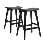 La Bella 2 Set 65cm Black Wooden Bar Stool KANSO Padded PU Kitchen Dining Chair