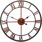ZJYWMM Outdoor Garden Wall Clock, Large Roman Numerals, Wrought Iron, Bronze, 60cm, Weatherproof, Battery Operated