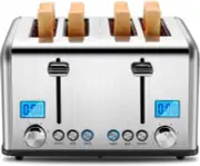 4 Slice Toaster, Roter Mond Countdown Stainless Steel Toaster with Silver