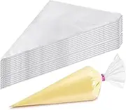 100Pcs Icing Piping Bags, Large Disposable Pastry Bag, Tear-Proof Icing Bags for Frosting, BPA Free Perfect for Cake Cupcake Dessert Cookies Decorating Royal Frosting (20x31cm, Clear)