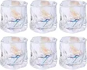 PORFOYO Set of 6 Whisky Glasses, 200 ml, Transparent Crystal Whisky Glasses, Drinking Glasses, Iced Coffee Glasses, for Cocktails, Water, Tea, Juice