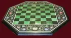 18'' black Marble Chess Table Top Pietra Dura Inlay Children Game Kids c48