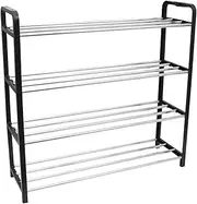 [Leona Co] 3/4/5-Tier Stackable Shoe Rack, Expandable & Adjustable Space Saving Tower Cabinet Storage Organizer Shelf Stand for Bedroom, Closet, Entryway, Dorm Room, Garage (4 TIER)
