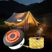 Phylosal Camping String Lights, 3 in 1 Outdoor Camping Light with 6 Lighting Modes, Quick Storage 32.8FT Rechargeable Tent Lantern, Portable LED Hanging Light for Outdoor Patio Awning Garden Party