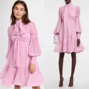 NWT | Zimmerman Celestial Ruched Tie Neck Chiffon Dress Size US 4