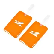 Luggage Tag PVC Holders, Baggage Label Identifier with Straps Orange 2Pcs