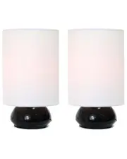Lalia Home Gemini Colors 2pk Mini Touch Table Lamp Set With Fabric Shades