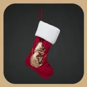 Soft Plush Holiday Christmas Stocking with a Sequined Snowman Design