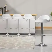 Artiss Bar Stools Stool Set of 4 Adjustable Kitchen Swivel Counter Barstools Dining Chair Gas Lift Leather White in 53-74cm Seat Height Floor for Home Bar Dining Room Cafe Outdoor Indoor