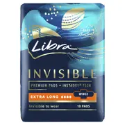 Libra Invisible Pads Extra Long with Wings 10 Pack