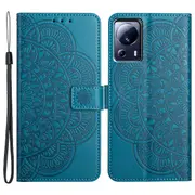 For Xiaomi 13 Lite/Civi 2 5G Case Leather Flip Wallet Cover Mandala Flower Design - Blue