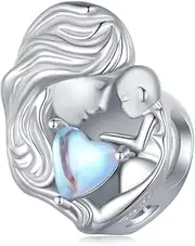 [DOYIS] 925 Sterling Silver Mother and Daughter Moonstone Charms for Pandora Bracelets, Jewelry for Women Girls
