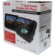 NEW 2 SCREEN AKAI AKPDVD702D DUAL SCREEN PORTABLE CAR DVD PLAYER