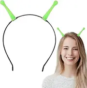 NGUP Alien Costume Accessories Green Glow in Dark Alien Antenna Costume for Adult Kids Cosplay Women Halloween Face Luminous Cute Headband for Makeup Space Themed Party Favors