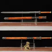 Chinese Jian Sword 汉剑 Folded Steel Double Groove Rosewood Sheath for Display.