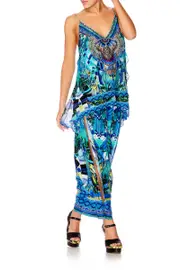 MULTI LAYER V NECK TOP AMAZON AZURE