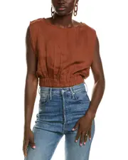 ELAN Linen-Blend Top Orange