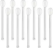 10Pcs Clear Glass Spoons,Heat Resistant Glass Teaspoons,5.8inch Mini Coffee Stirring Spoon,for Cold Drink Yogurt Cocktail Desserts Ice Cream Appetizers