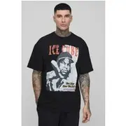 Mens Black Tall Oversized Ice Cube License Print T-Shirt
