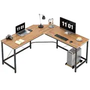 Fin Computer Desk Corner Desk L-Shaped Desk Office Desk Computer Table, White Oak
