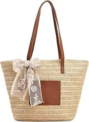 [KEPEDFCZCK] Handwoven Grass Tote Bag For Women With Large Capacity Summer Beach Shoulder Bag Woven Straw Crossbody Purse