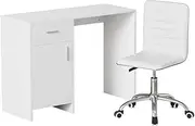 Artiss Computer Desk Office Chair Set PU Leather Home Study Table 100cm White