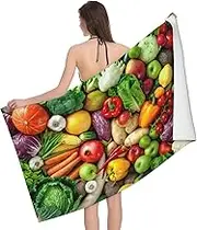 VPPUR Fresh Fruits and Vegetables Print Camping Bath Towel 52 x 32 in Soft Highly Absorbent Quick Dry Towels for Bathroom