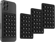 3 pieces silicone suction cup phone case holder. Suitable for a variety of iPhone and Android phones. Suction cup holder mobile accessory holder for selfies and videos. (black)
