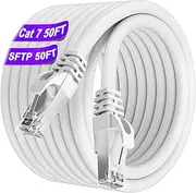 Cat 7 Ethernet Cable 50ft, SFTP Cat 7 Triple Shielded Ethernet Cable, High Speed 10Gbps 600Mhz, for PC, Gaming