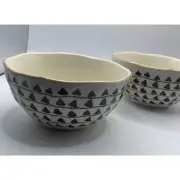 Hobby Lobby Tribal Triangular Print Ceramic Bowls (2 pieces)