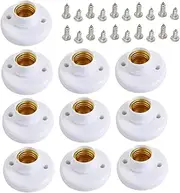 E27 Screw Light Bulb Socket Holder, 10 Pcs, White, Plastic, Edison Screw Base, Ceiling Mount, 220V AC, Socket