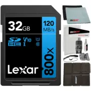 Lexar 32GB High-Performance 800x UHS-I SDHC Memory Card BLUE with Reader Bundle