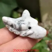 1pc Synthetic Howlite Wolf Skull Quartz Crystal arved Decor Pendant Healing