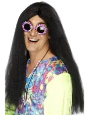 Mens 60s 1960s 60's Hippy Fancy Dress Wig Brown Hippie wig by Smiffys
