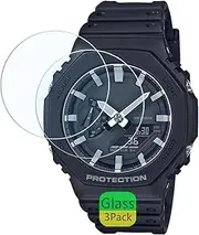 Aemus Screen protector Compatible for Casio G-shock GA-B2100 (3 Pack) For GA-2100 Smart watch 9H Tempered Glass Protector, For GA-2000 Anti-Fingerprint Clear Film