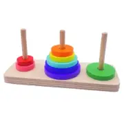 Bird Educational Wooden Parrot Trick Tabletop Toy Stacking Rings for Conure