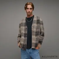 在飛比找momo購物網優惠-【ALLSAINTS】ALDRIN 格紋羊毛針織外套YEW 