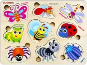 QUOKKA Wooden Puzzles for Toddlers 3-5 - Bugs Toddler Puzzles 1-3 Years Old - Gi