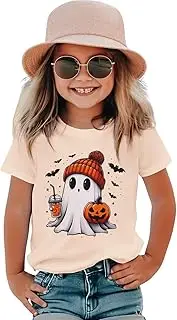 [AG AGUU] Halloween Shirts for Toddler Baby Girls Boys Pumpkin T-Shirts Ghost Tees Short Sleeve Tops Spooky Season Clothes