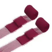 2 Rolls Chiffon Ribbon, 1.5 Inch x 5 Yard Silk Ribbon, Burgundy