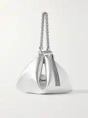 [Jimmy Choo] Jimmy Choo - Callie Tasseled Metallic Leather Shoulder Bag - Silver - One size One size Silver