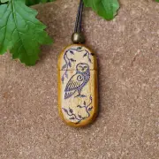 Wooden USB 2.0 Flash Drive 16GB - Hand-burned pendant necklace Animal Totem Owl