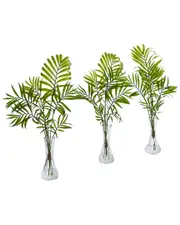 Nearly Natural Set of 3 Mini Palm Artificial Plants in Vase