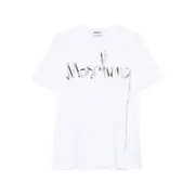 [Moschino] Moschino Ribbon-logo Print Cotton T-shirt S WHITE
