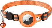 AIMALL Adjustable Cat Collar for Apple AirTag, Reflective Nylon with Detachable Bell, Pet Positioning Collar, 8.66-12.59 Inches, GPS Tracking Case for Cats and Small Dogs