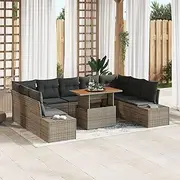 Grey Poly Rattan Outdoor Sofa Set - Cushions, Balcony, Living Room, Lounge, Reading, Furniture -