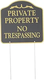 Mipcase No Trespassing Sign Statement House Sign outside Post Decor Hunt Video Sign Yard Garden Solicit Plaque Residence Security Signs with Stake Home Keep Black Aluminum
