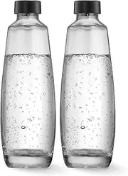 [sodastream] Bipack 1 litre glass bottles compatible with Duo 2x1l carbonator, black, 10x19.5x29