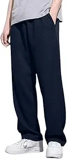 [Generic] Men Sport Pants Drawstring Elastic Waist Wide Leg Trousers Summer Casual Loose Fit Breathable Running Pant